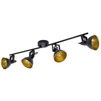 Lámpara de Techo Orientable Aluminio 4 Focos Negro Emer