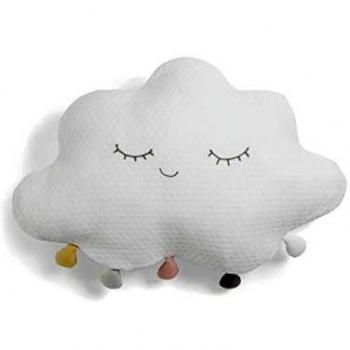 Cojín Nube Mamas & Papas con Pompones, Suave y Divertido, Ideal para una Guardería Cómoda, Blanco