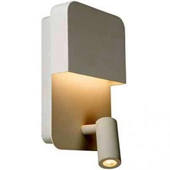 Aplique de pared LED Boxer con foco y puerto USB, blanco, 10W 3000K