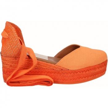 Alpargatas de plataforma de lino con cintas - Viguera 2073 Naranja