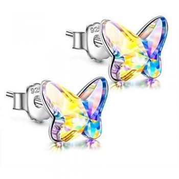 ANGEL NINA Pendientes de plata para mujer Pendientes de cristal para mujer Pendientes de botón para niñas Pendientes de niña Regalos para sus joyas para niñas Amiga Maestra