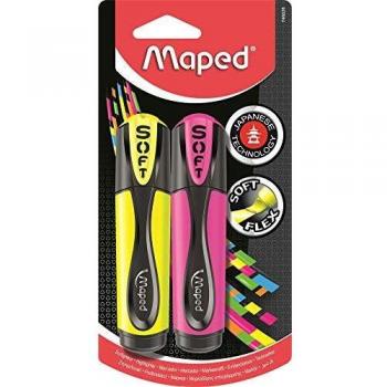 MAped 746028 Fluo Peps Marcadores Ultra Soft X2 amarillo + colores surtidos