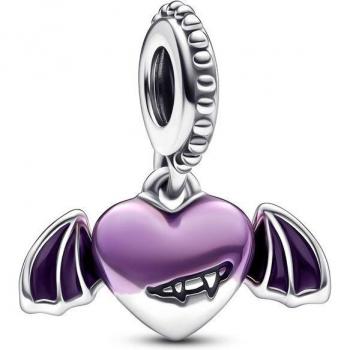 Charm Colgante Corazón de Vampiro PANDORA - Charm colgante en forma de corazón, diseño inspirado en vampiros, elaborado en plata de ley, con detalles esmaltados y piedras preciosas