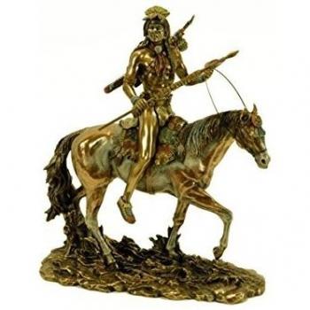 Figura Decorativa Resina Indio Sioux A Caballo. 25 X 11 X 30 Cm.