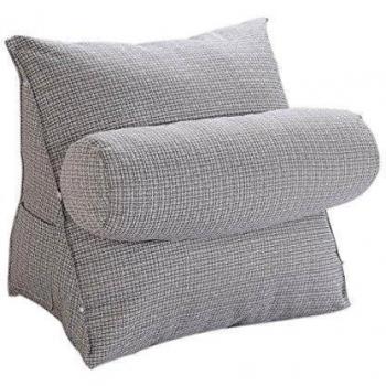 HALOVIE Almohada Lectura Ajustable de Cuña y Triángulo Cabecera Tapizado Almohada Lumbar Cervical Almohada Triangular para Sofá Cama Oficina y Silla Cojines Cama para Respaldo 47 * 45 * 23cm Gris
