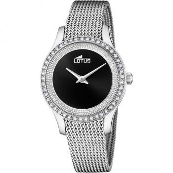 Reloj Lotus Bliss 18826/3 para Mujer con Esfera Negra y Correa de Acero Plateado