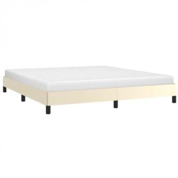 Estructura de cama crema 160x200 cm piel sintética con cabecero acolchado