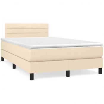 Cama box spring de muelles con colchón tela color crema 120x190 cm