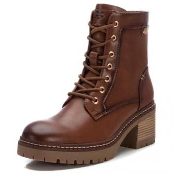 Botines de Mujer Xti con Cierre de Cremallera y Cordones, Color Marrón, Talla 37