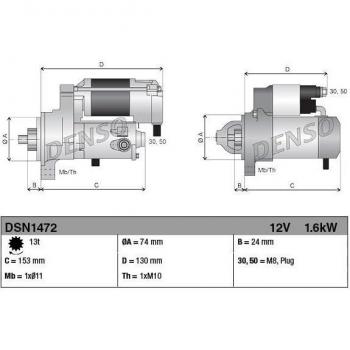 DENSO Starter DSN1472 - Motor de arranque, compatible con múltiples modelos de vehículos, alta eficiencia, diseño compacto, fácil instalación, durabilidad mejorada