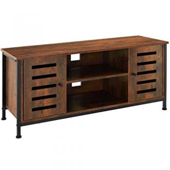 Mueble bajo para televisor Carlow 110 x 41,5 x 50,5 cm - Mueble bajo de estilo industrial con compartimento central y estante ajustable, dos armarios con puerta magnética, fabricado en conglomer