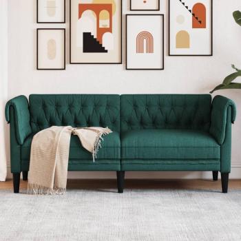 vidaXL Dark Green Fabric 2-Seater Chesterfield Sofa