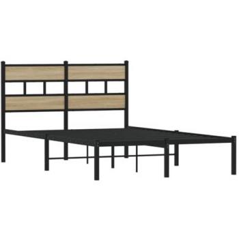 Estructura de Cama sin colchón Metal Roble Sonoma 120x190 cm