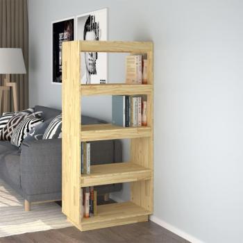 Estantería divisor de espacios de madera maciza de pino 60x35x135 cm en colores Natural, Blanco y Gris - Mueble de Almacenaje para Oficina, Estudio, Sala de Estar y Dormitorio