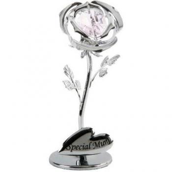DECORACION DE ROSA PLATEADA -SPECIAL MUM CRYSTOCRAFT 3x3x8 Cms