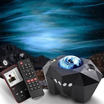 [Versión Mejorada] Proyector de Estrellas de Techo LED con Efectos de Aurora Boreal y Luna, con Altavoz Bluetooth Incorporado y Mando a Distancia, Múltiples Modos de Iluminación Ambiental Nocturna