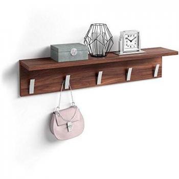Perchero de pared Rachele, 80 cm, color Nogal