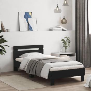 Cabecero de cama negro 90x200 cm en madera multicapa y estructura de madera de ingeniería