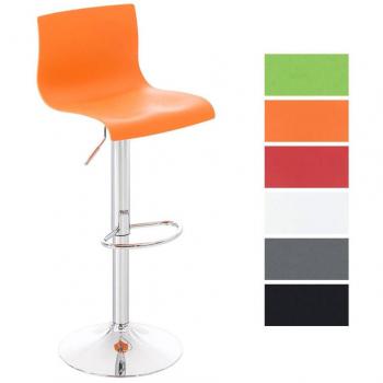 Taburete de Bar Hoover Naranja con Asiento de Polipropileno, Altura Regulable 59-80 cm, Base Metálica Cromada y Giratorio 360°