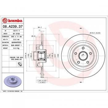 Discos de freno BREMBO 08.A239.37 para RENAULT Espace y Vel Satis