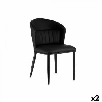 Sillón Redondo Negro Acero 51 x 83,5 x 54 cm (2 Unidades) - Gift Decor