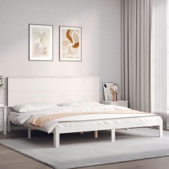 Cabecero de madera maciza blanco Super King Size con estructura para cama de matrimonio Vidaxl