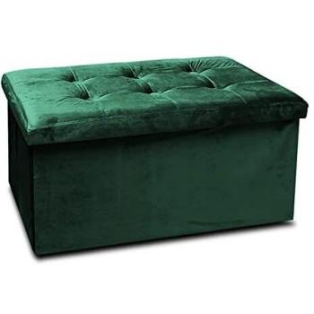 GREATOOL Puff Taburete Plegable de Almacenaje Otomano con Tapa 76 x 38 x 38 cm, Taburete Plegable para Almacenaje