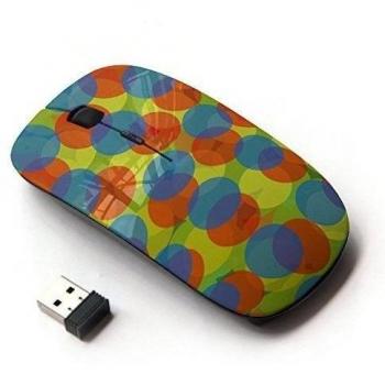 ART-GEAR Ratón óptico 2.4G inalámbrico / Blue Orange Polka Dot Pattern