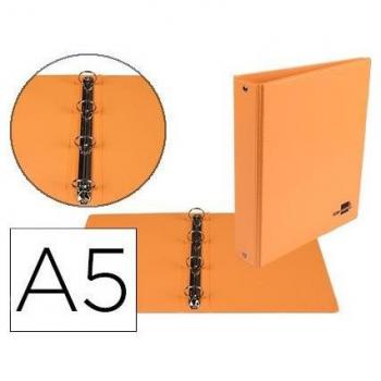 CARPETA A5 4 ANILLAS 25MM FORRADA PVC NARANJA LIDERPAPEL