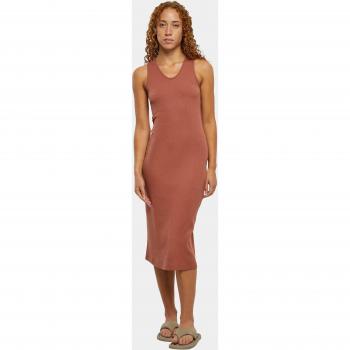 Urban Classics Women's Sleeveless Rib Midi Dress in Terracotta XL