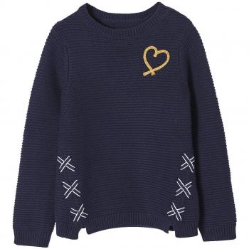 VERTBAUDET Jersey niña de Punto fantasía Azul Oscuro Liso 2-3 Anos, 94CM