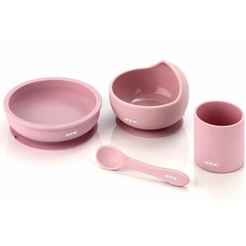 Vajilla Infantil de Silicona Jane Dinner Set Pale Rosa 4 Piezas