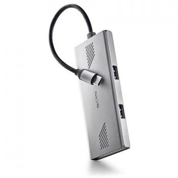 Hub USB Tipo-C NGS WonderDuo-C - Adaptador Multipuerto USB de Aluminio 4 en 1, 2 USB-C + 2 USB-A, Alta Velocidad 5 Gbps, Compatible con PC, Mac
