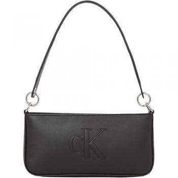 Calvin Klein Jeans Black Sculpted Deboss Shoulder Pouch for Women, ONE SIZE, Autumn/Winter Collection
