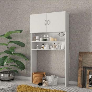 Mueble para lavadora blanco con puertas y estantes EFFEZ