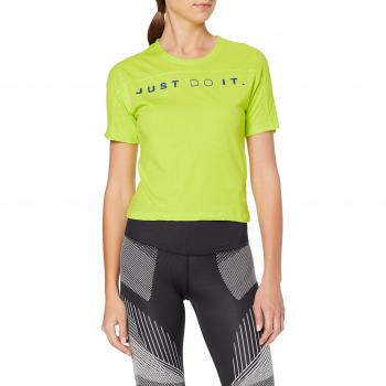 Nike W Nk Miler Top SS Surf, Mujer, Cyber/Indigo Force, XS