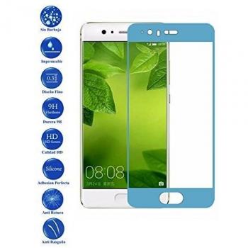 Todotumovil Protector de Pantalla Huawei P10 Azul Completo 3D Cristal Templado Vidrio Curvo para movil