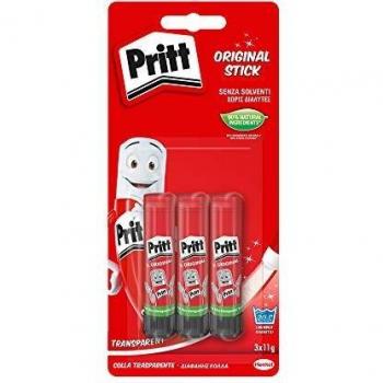 Pritt Colla Stick Original 11g - Pack de 3 con 1 Gratis, Adhesivo Seguro para Niños, Ideal para Manualidades y Uso Escolar