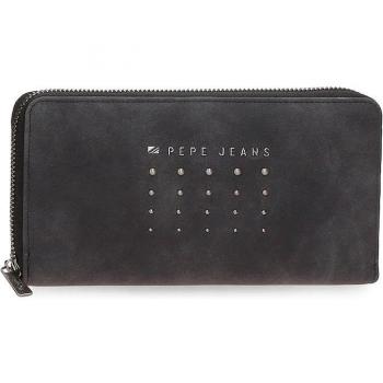 Cartera de mujer Pepe Jeans modelo Holly en color negro con cierre de cremallera