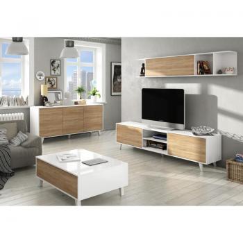 Kit Mueble de Pared Zaiken 180x41x51 cm con Estante para TV y Mueble Pensile