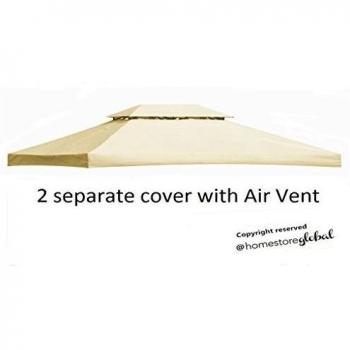 HomeStore Global, Toldo de repuesto para 4M x glorieta 3M con la salida de aire - 2 piezas de la cubierta separadas para los dos niveles quiosco de