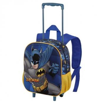 Mochila 3D con Ruedas Pequeña DC Comics Batman Night, 26 x 34 cm, Capacidad 12,5 L, Color Azul Oscuro