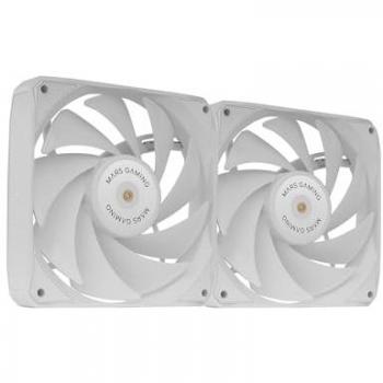 Mars Gaming MF-NCLX2 Kit 2 Ventiladores Ultrasilenciosos FDB 120mm Diseño Aspas Híbridas PWM Blanco