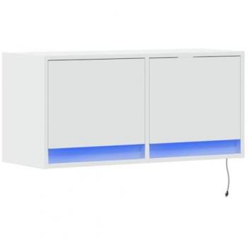 Mueble de TV de pared con luces LED blanco 80x31x35 cm