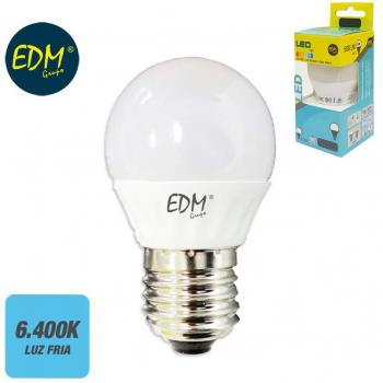 BOMBILLA LED ESFERICA E27 7W 600LM 6.400K EDM
