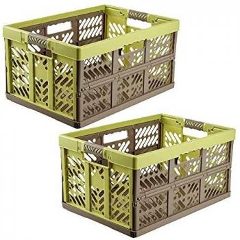 keeeper Ben Pack 2 Cajas robustas Plegables con Asas 45L, Verde/Marron, 45 Litros