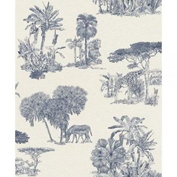 Papel Pintado No Tejido Vinílico Safari Madagascar Azul