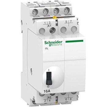 Schneider Electric A9C30114 iTL Telerruptor, 4P, 4 NO, 16A, 12 VCD, 24 VCA, 50/60Hz, 84mm x 36mm x 60mm
