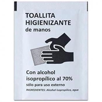 Saten Toallita Higienizante De Manos Con Alcohol Isopropílico, Blanco, 8 x 6