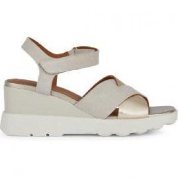Sandalias de Cuña para Mujer Geox D Spherica Ec6 en Color Dorado con Altura de 7.5cm